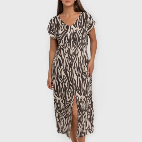 Vestido comprido manga fluida soft Aleia preto