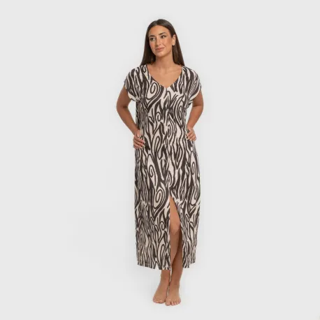 Vestido comprido manga fluida soft Aleia preto