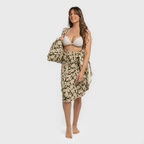 Pack Toalha Pareo + Bolsa Charamo verde caça