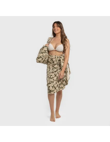 Pack Toalha Pareo + Bolsa Charamo verde caça