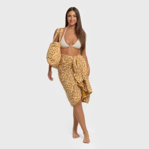 Pack Toalha Pareo + Bolsa Eugenia ocre 2