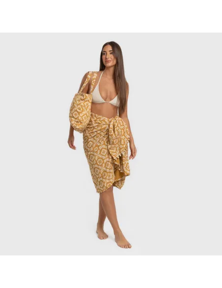 Pack Toalha Pareo + Bolsa Eugenia ocre