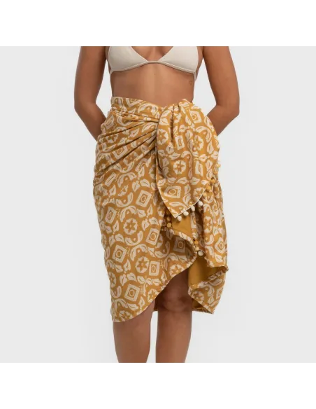 Pack Toalha Pareo + Bolsa Eugenia ocre