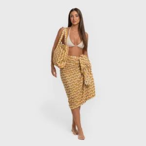 Pack Toalha Pareo + Bolsa Calsita ocre 2
