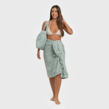 Pack Toalha Pareo + Bolsa Walia água marinha