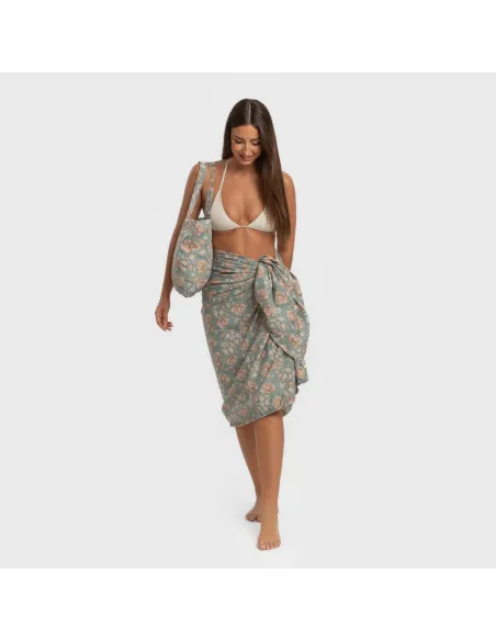 Pack Toalha Pareo + Bolsa Venus água marinha