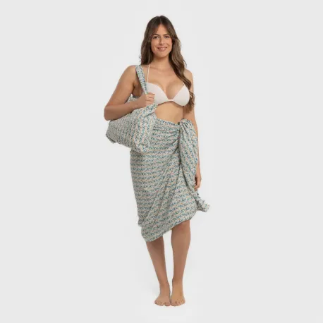 Pack Toalha Pareo + Bolsa Eloina água marinha