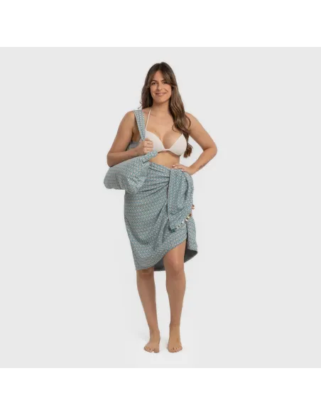 Pack Toalha Pareo + Bolsa Dulcinea água marinha