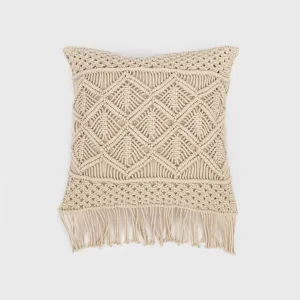 Almofada algodão macramé Cleto natural 45x45
