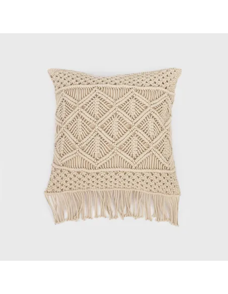 Almofada algodão macramé Cleto natural 45x45