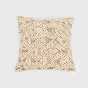 Almofada algodão macramé Chini natural 45x45