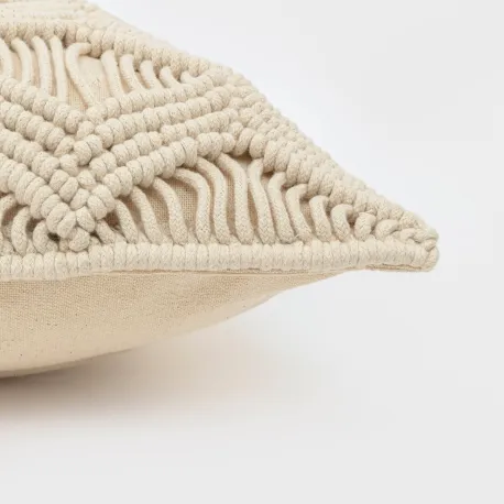 Almofada algodão macramé Chini natural 45x45