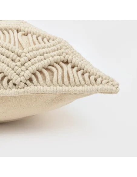 Almofada algodão macramé Chini natural 45x45