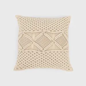 Almofada algodão macramé Megara natural 45x45