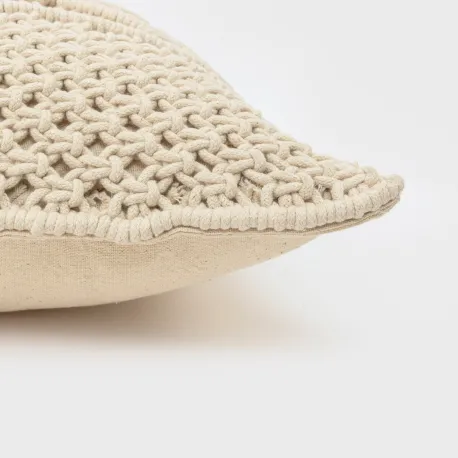 Almofada algodão macramé Megara natural 45x45