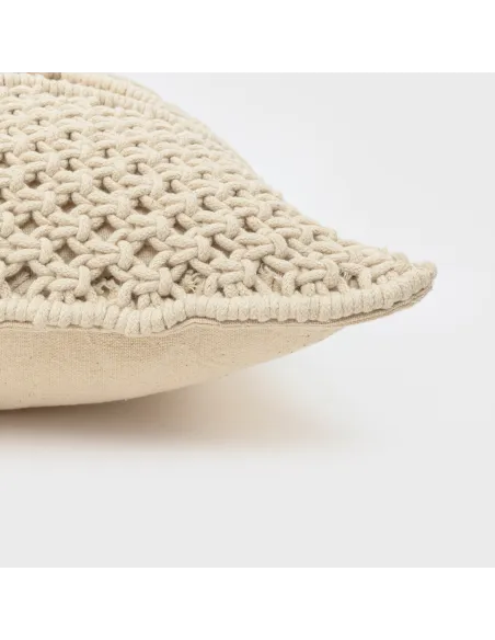 Almofada algodão macramé Megara natural 45x45