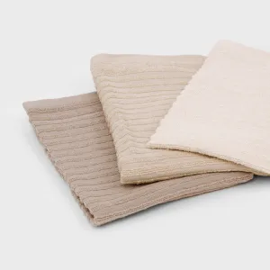 Conjunto 3 panos de cozinha algodão liso natural/cinza/topo