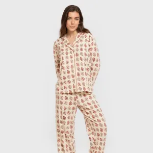 Pijama comprido camisa algodão mulher Brianda cor telha 2