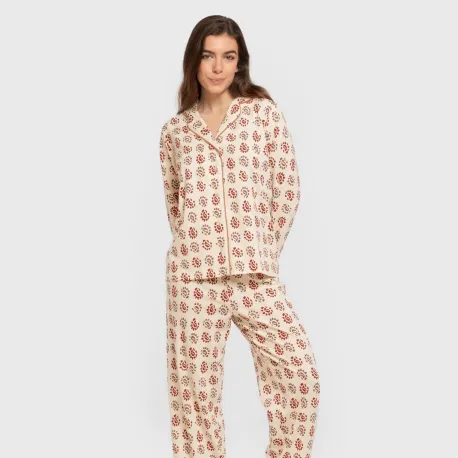 Pijama comprido camisa algodão mulher Brianda cor telha