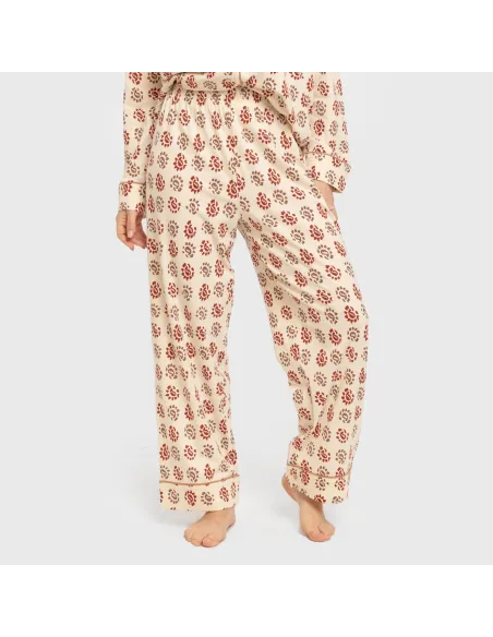 Pijama comprido camisa algodão mulher Brianda cor telha Pijama comprido camisa algodão mulher Brianda cor telha