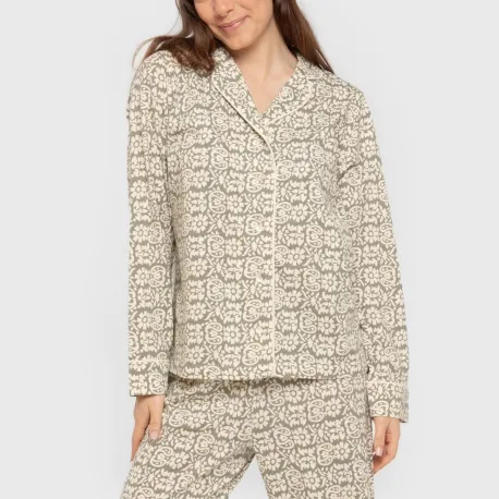 Pijama comprido camisa algodão mulher Matilde verde caça