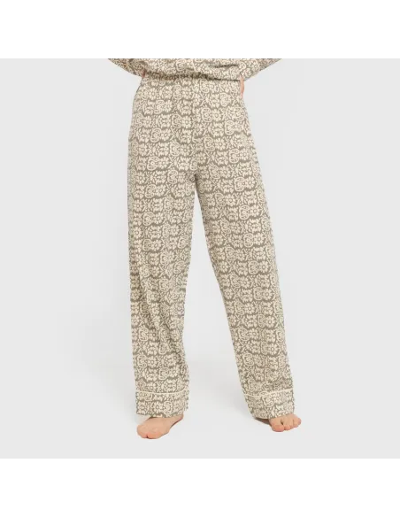 Pijama comprido camisa algodão mulher Matilde verde caça Pijama comprido camisa algodão mulher Matilde verde caça