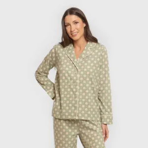 Pijama comprido camisa algodão mulher Erati verde caça