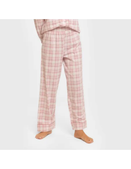 Pijama comprido camisa algodão mulher Cuadro Moni rosa Pijama comprido camisa algodão mulher Cuadro Moni rosa