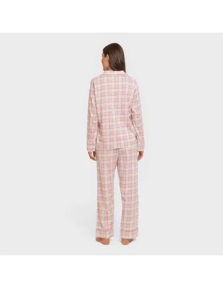 Pijama comprido camisa algodão mulher Cuadro Moni rosa Pijama comprido camisa algodão mulher Cuadro Moni rosa