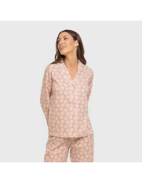 Pijama comprido camisa algodão mulher Medusa rosa Pijama comprido camisa algodão mulher Medusa rosa