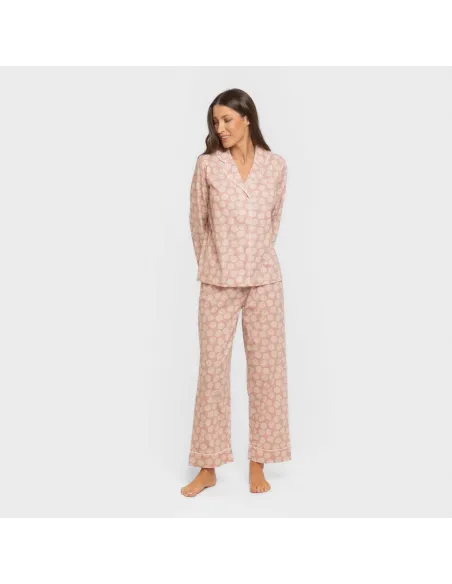 Pijama comprido camisa algodão mulher Medusa rosa Pijama comprido camisa algodão mulher Medusa rosa