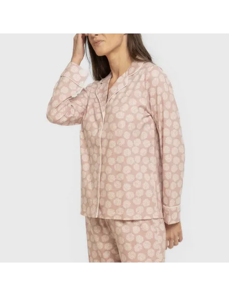 Pijama comprido camisa algodão mulher Medusa rosa Pijama comprido camisa algodão mulher Medusa rosa