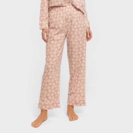 Pijama comprido camisa algodão mulher Medusa rosa