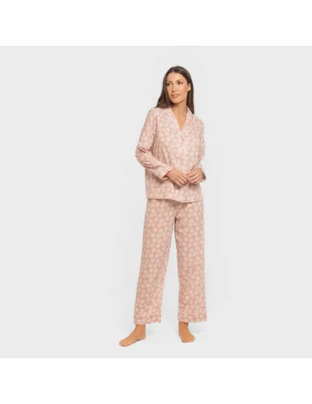 Pijama comprido camisa algodão mulher Medusa rosa Pijama comprido camisa algodão mulher Medusa rosa