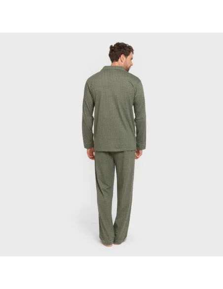 Pijama comprido camisa algodão homem Conde verde caça