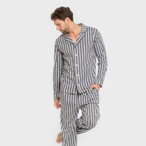 Pijama comprido camisa algodão homem Raya Marsella azul indigo 2
