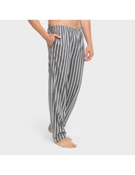 Pijama comprido camisa algodão homem Raya Marsella azul indigo