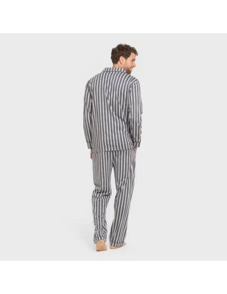 Pijama comprido camisa algodão homem Raya Marsella azul indigo