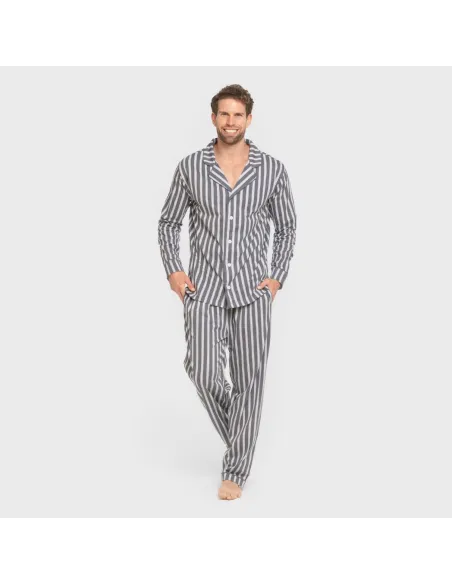 Pijama comprido camisa algodão homem Raya Marsella azul indigo