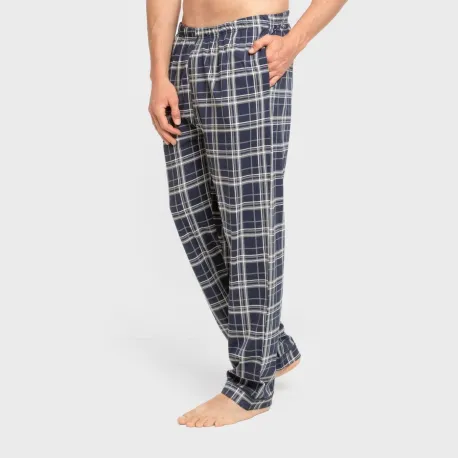 Pijama comprido camisa algodão homem Cuadro Brais azul