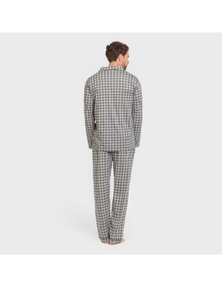 Pijama comprido camisa algodão homem Cuadro Roberto cinza Pijama comprido camisa algodão homem Cuadro Roberto cinza
