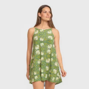 Vestido curto alças crepe Priya verde