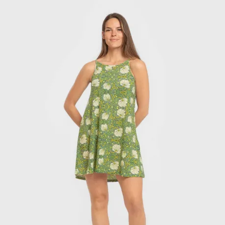 Vestido curto alças crepe Priya verde