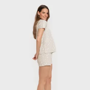 Pijama curto manga fluida algodão mulher Estrellita cinza 2