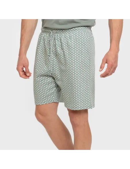 Pijama curto algodão homem Sassy verde azulado Pijama curto algodão homem Sassy verde azulado