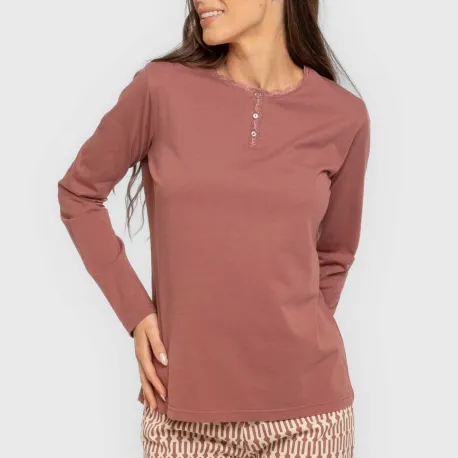 Pijama algodão Eucalipto malva rosa