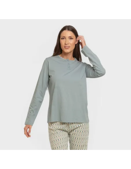 Pijama algodão Eucalipto azul celeste