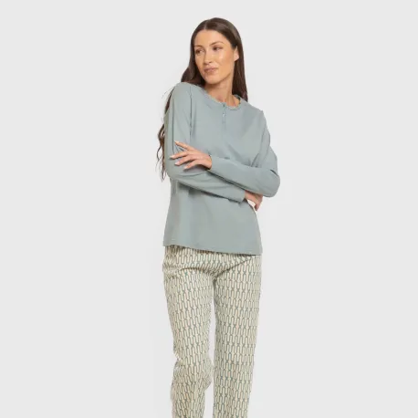 Pijama algodão Eucalipto azul celeste