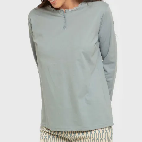 Pijama algodão Eucalipto azul celeste