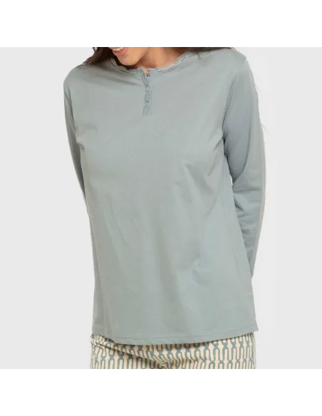 Pijama algodão Eucalipto azul celeste